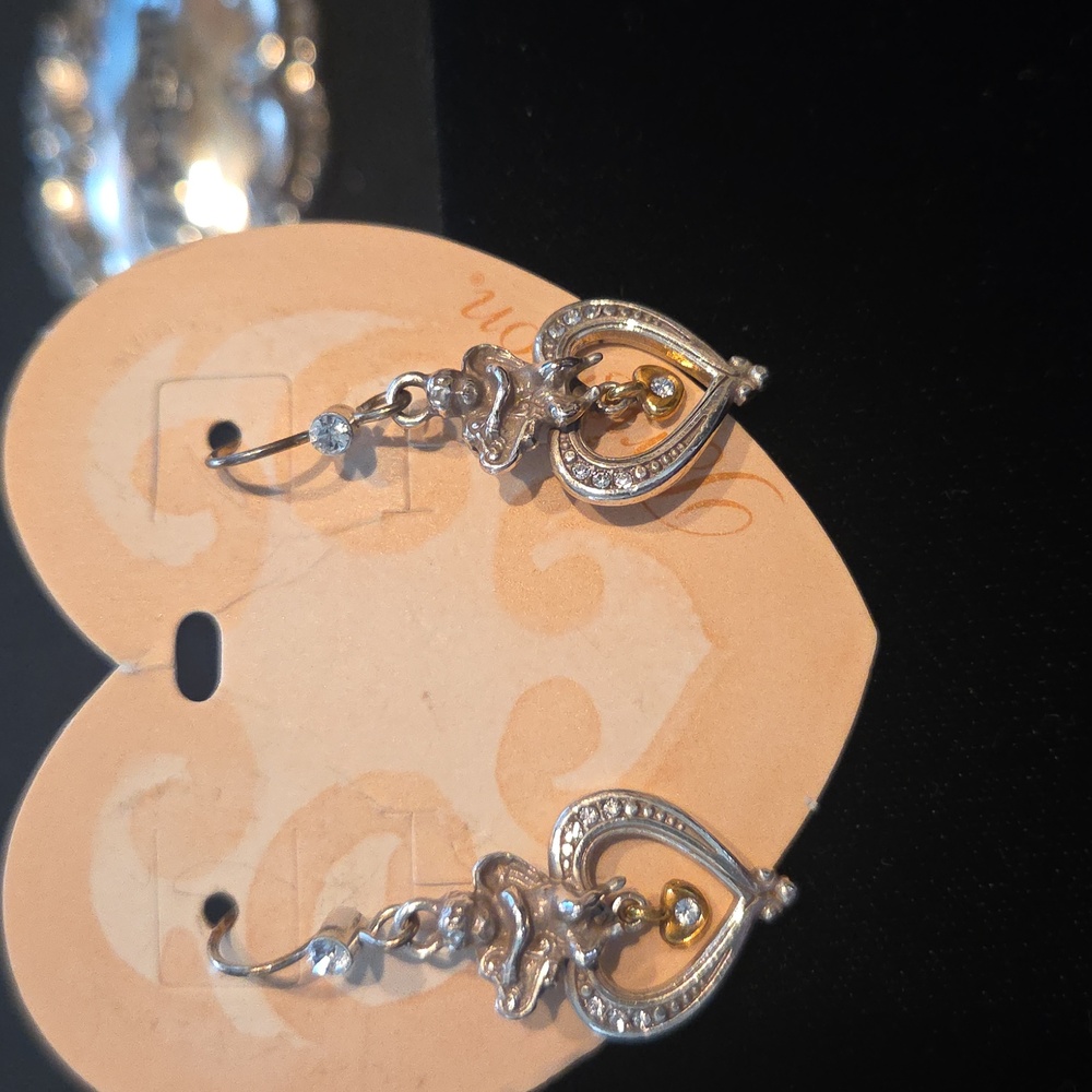 Brighton Silver and Gold Heart Earrings